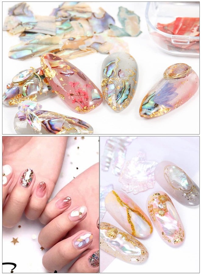 Wsimily 24 Grids Seashell Nail Art Nail Flakes, Wsimily Irregular Abalone Seashell Slices for Nails Colorful Abalone Flakes Manicure Mermaid Slices UV Gel Flake Nail Decorations for Nail Art - Image 5